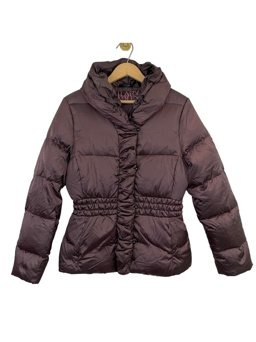 Hilary Radley Duvet Down Bomber Jacket Women’s 6 Purple Eggplant Winter Coat EUC